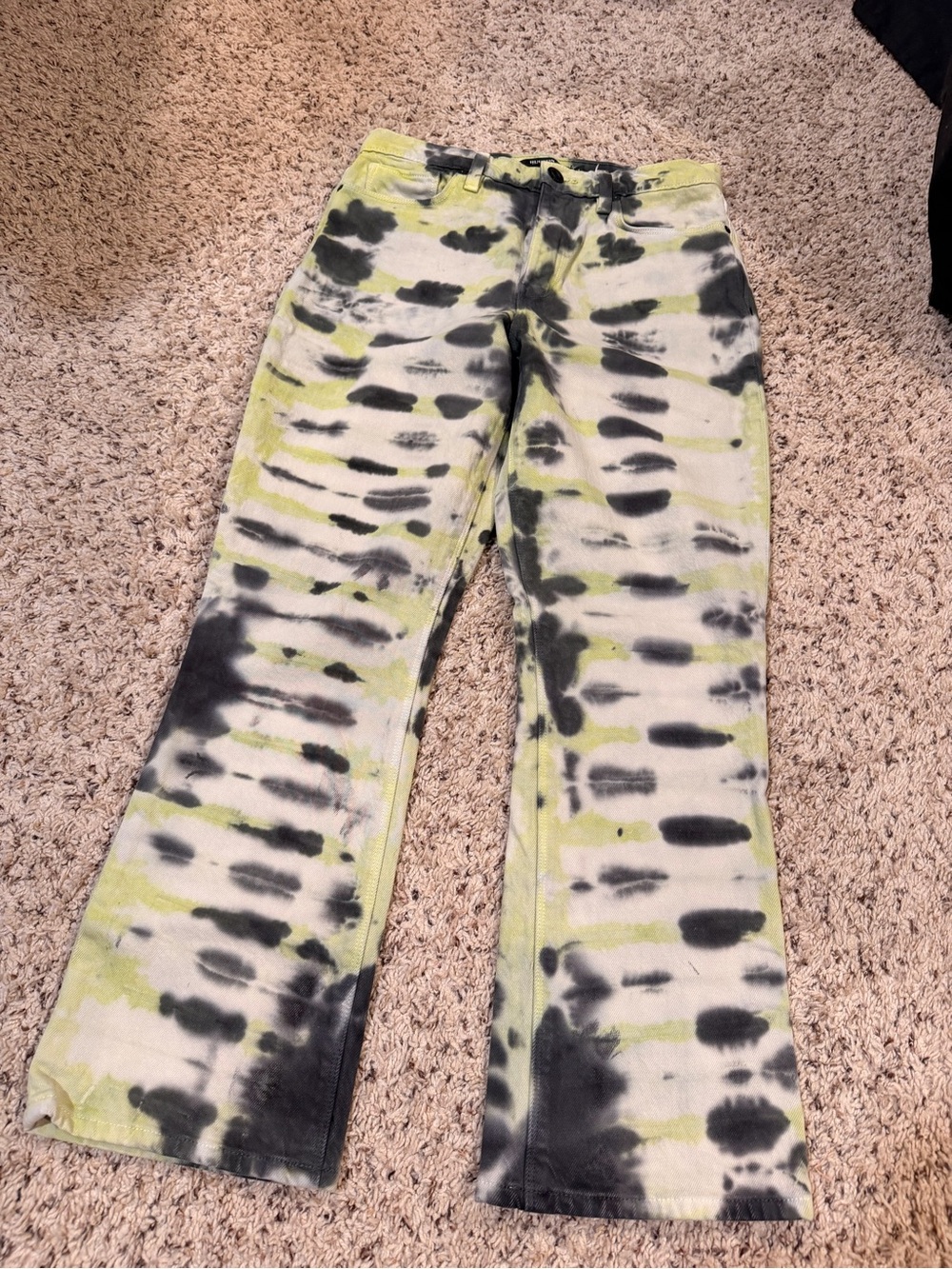 Hudson Jeans Tie-Dye Jeans in Yellow & Charcoal